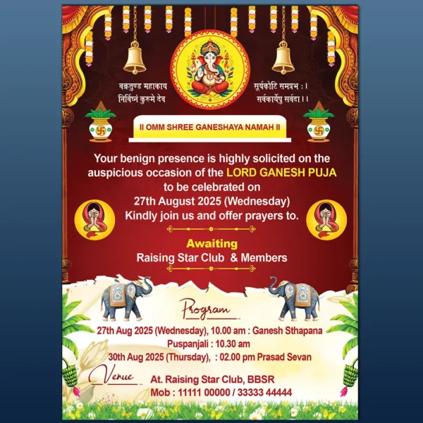 Ganesh puja Invitation PSD