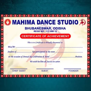 dance certificate psd