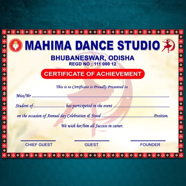 dance certificate psd