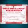 dance certificate psd