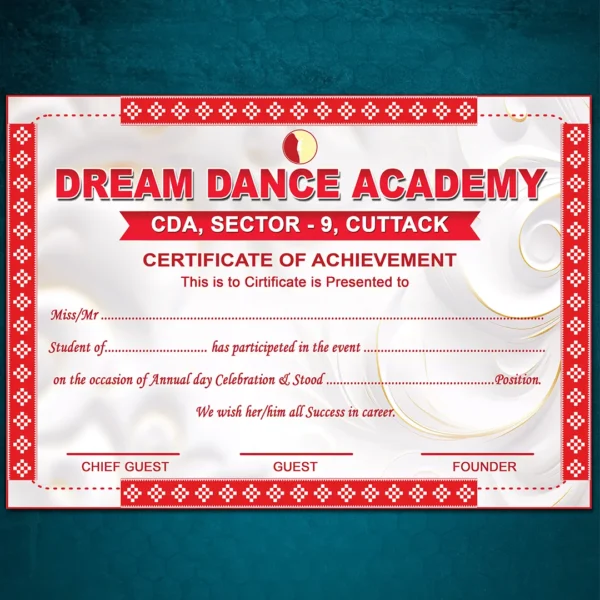 dance certificate psd